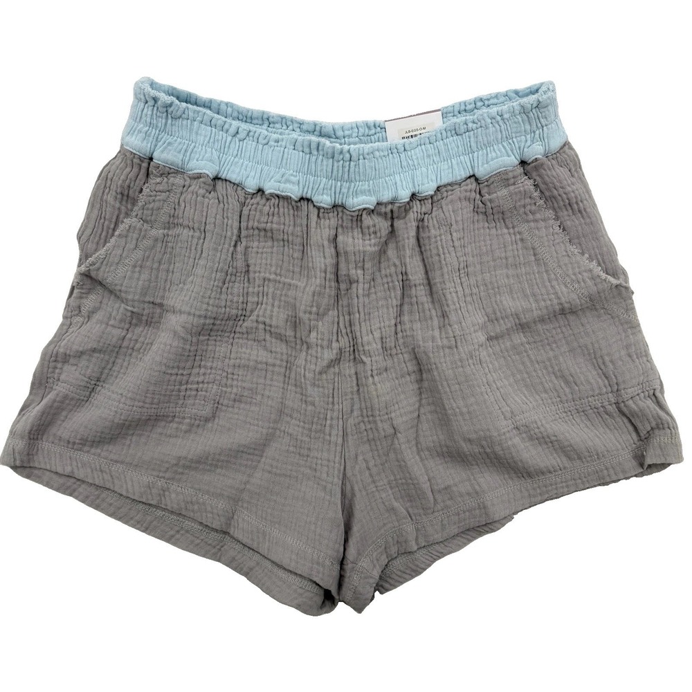 Jadelynn Brooke Club Social  NWT Women Shorts Size M Gray Lt Blue Pull On Short